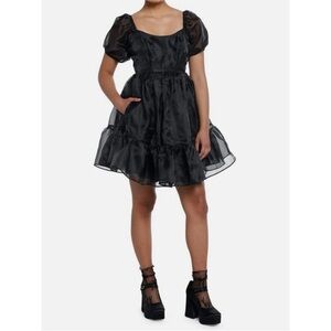 Hot Topic Dress Womens‎ Large Black Chiffon Fit & Flare Whimsigoth Grunge Witchy